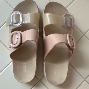 Melissa Two-Tone Sandals in Pink and Cream